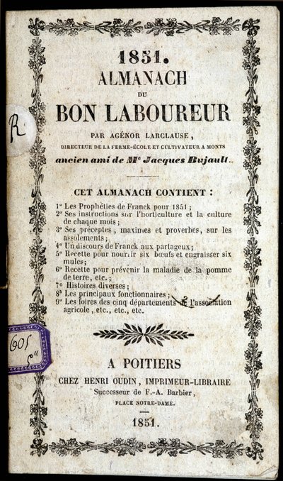 Forside af Almanach du Bon Ploureur, af Agenor Larclause, Poitiers af Anonymous Anonymous