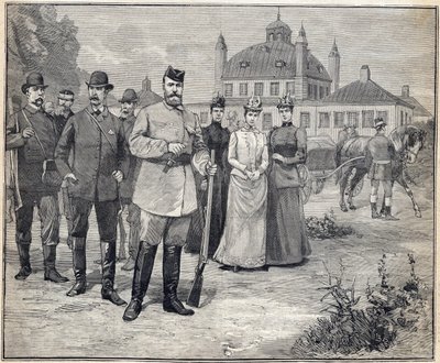 Rejste til jagt på zar Nikolaj II af Rusland (1868-1918) i Fredensborg, Danmark. Indgravering i "" Le Petit Parisien"" 1893. af Anonymous Anonymous