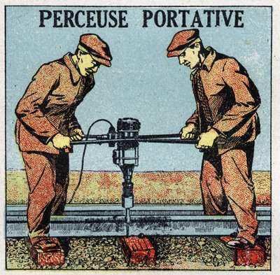 Elektrisk værktøj: bærbar boremaskine. Anonym illustration fra 1925. Privat samling. af Anonymous Anonymous