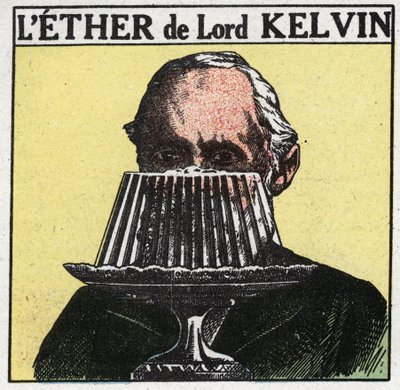 Elektriske fænomener: En illustration af William Thomsons teori, Lord Kelvin (1824-1907), at ether er som gelee. Anonym illustration fra 1925. Privat samling. af Anonymous Anonymous