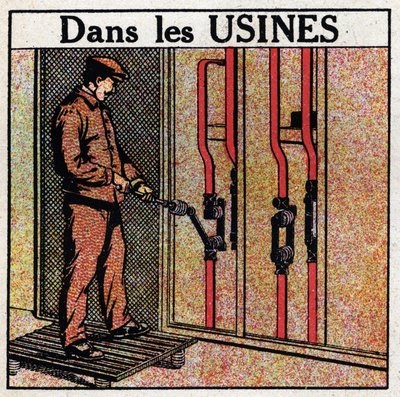 Elektriske rør: rørledning i anlæg. Anonym illustration fra 1925. Privat samling. af Anonymous Anonymous
