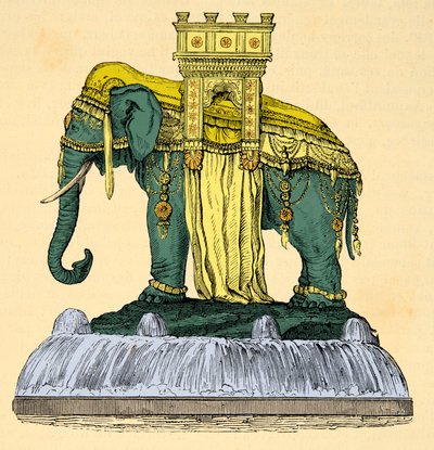 Elefantfontæneprojekt på Place de la Bastille, demolie i 1840, Gravering, Privat samling af Anonymous Anonymous