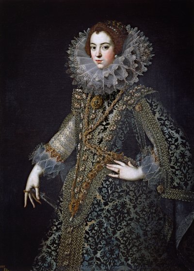 Elisabeth de France, også kaldet Elisabeth de Bourbon - Portræt af Elisabeth af Frankrig (1602-1644), dronningesort af Spanien af ​​Anonym, ca. 1620 - Olie på lærred af Anonymous Anonymous