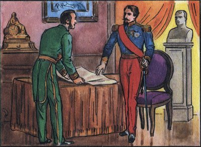 Kejser Napoleon III (1808-1873) med baron Georges Haussmann (1809-1891) Anonym illustration i Samling af Frankrigs suveræner og statsoverhoveder”. 20. århundrede. Privat samling. af Anonymous Anonymous