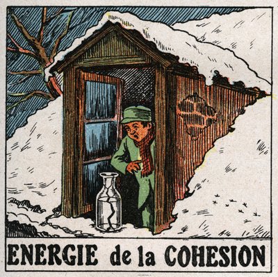 Energi af samhørighed: det kolde vand bryder vasen. Anonym illustration fra 1925. Privat samling. af Anonymous Anonymous
