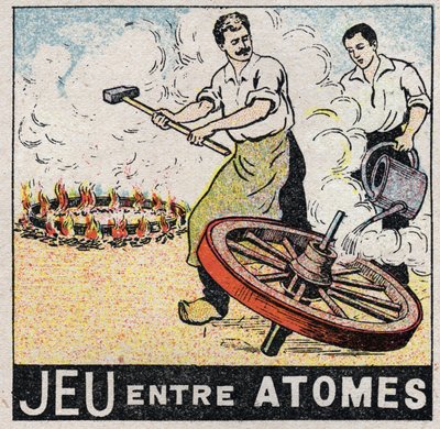 Ether (materiale): spil mellem atomer. Charrons laver et hjul. Anonym illustration fra 1925. Privat samling. af Anonymous Anonymous