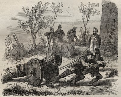 Forcats bucherons ved Toulon Bagne i det 19. århundrede. Indgravering i "Fangernes historie fra deres skabelse til i dag"" (1877) af Pierre Zaccone (1817-1895) (Colonia Penale - Straffekoloni). Privat samling. af Anonymous Anonymous