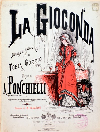 Frontispice af La Gioconda, opera af Ponchielli af Anonymous Anonymous