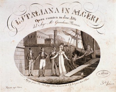 Frontispice af Den italienske pige i Algier, opera af Gioaccino Rossini af Anonymous Anonymous