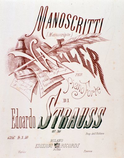 Frontispice af musikpartitur af Valse for klaver af Eduard Strauss af Anonymous Anonymous