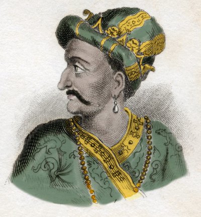 Grand Moghol (Mogol eller Moghul) (sandsynligvis Aurangzeb (1618-1707), også kendt som Alamgir) (Abu Muzaffar Muhiuddin Muhammad Aurangzeb Alamgi) - gravering fra det 19. århundrede - Milanese af Anonymous Anonymous