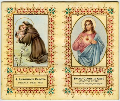 Hellig billede: Sankt Antonius af Padova og Jesus med helligt hjerte (tryk) af Anonymous Anonymous
