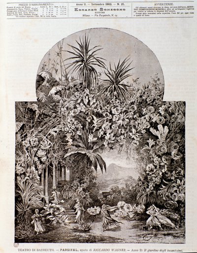 Illustration til operaen Parsifal af Wagner, repræsenteret i 1882 på teatret i Bayreuth af Anonymous Anonymous