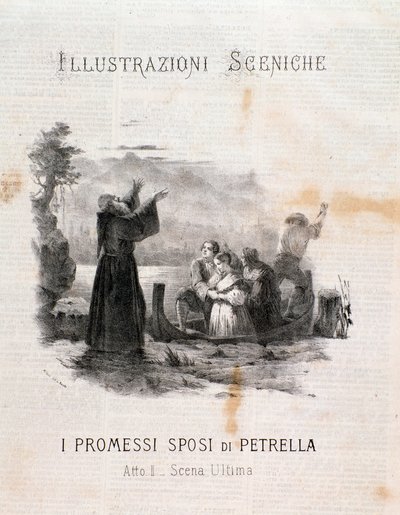 Illustration af de forlovede efter Manzoni af Errico Petrella af Anonymous Anonymous