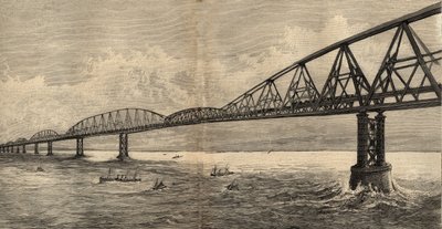 Internationalt broprojekt over Kanalen mellem Calais og Folkestone - 1890 - gravering 1890 af Anonymous Anonymous