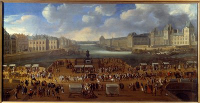 Le Pont Neuf set fra indgangen til Place Dauphine, passage af en kortege på broen i 1669 Anonym maleri. Sol. 0,81x1,62 m Paris, musee Carnavalet af Anonymous Anonymous