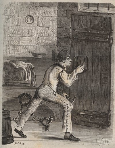 Le convict Blouet - Indgravering i "Fangernes historie fra deres skabelse til i dag" (1877) af Pierre Zaccone (1817-1895) (Colonia Penale - Straffekoloni) Privat samling af Anonymous Anonymous