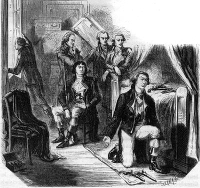 Girondinerne om natten den 31. maj 1793 (Girondinernes fald) - Indgravering i "Histoire des Girondins" af Alphonse de Lamartine (1790-1869) 1865-1866 - Privat samling af Anonymous Anonymous
