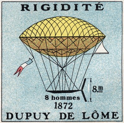 Les balloner: ballon haubanne af Henri Dupuy de Lome (1816-1885) i 1872. Anonym illustration fra 1925. Privat samling. af Anonymous Anonymous