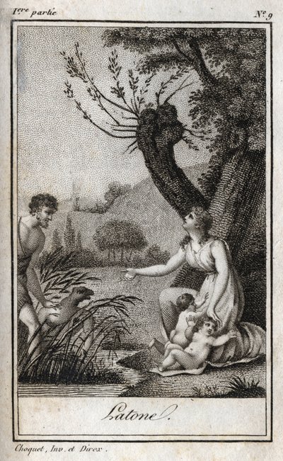 Leto, Letone, Latona, Indgravering af 1819 i "Letters to Emilie on Mythology" af Charles Albert Demoustier (1760-1801). Privat samling. af Anonymous Anonymous