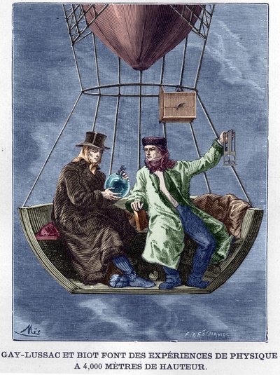Louis-Joseph Gay-Lussac (Louis Joseph Gay Lussac) og Biot laver fysikeksperimenter i 4.000 meters højde - i "Album de la Science; berømte videnskabsmænd; Store opdagelser””” 1896. af Anonymous Anonymous