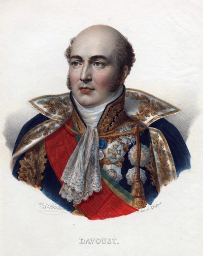 Louis Nicolas (Louis-Nicolas) Davout (1770-1823), marskal af Frankrig - Anonym - 1835 - Litografi, akvarel - 32x24 - Privat samling af Anonymous Anonymous
