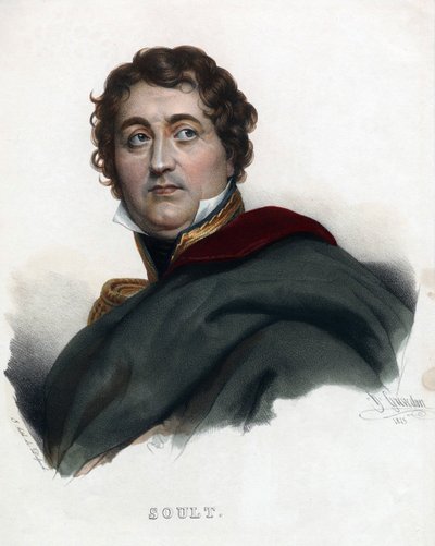 Generalmarskal Nicolas Jean de Dieu (Jean-de-Dieu) Soult - Anonym - 1835 - Litografi, akvarel - 32x24 - Privat samling af Anonymous Anonymous