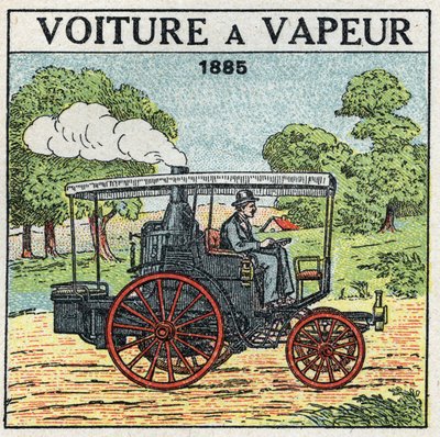 Mekanisk trækkraft: dampvogn af Marquis Albert de Dion (1856-1946) i 1885. Anonym illustration fra 1925. Privat samling. af Anonymous Anonymous