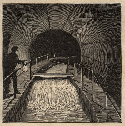 Menilamount Reservoir - Paris - 1890 - gravering 1890 af Anonymous Anonymous