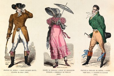 Mænds og kvinders kostumer mellem 1810 og 1812 i Paris (kejser Napoleon I