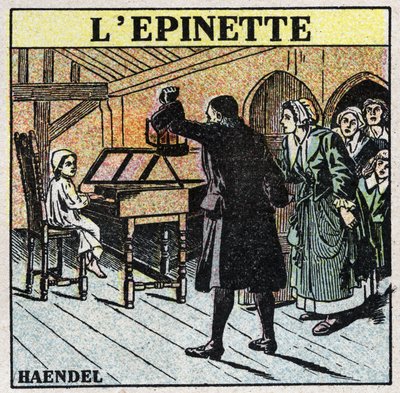Musikinstrumenter: slagtede strengeinstrumenter. Unge George Frederick Handel (Georg Friedrich Handel af Anonymous Anonymous