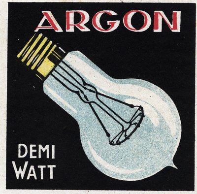 Nye gasegenskaber: argon bruges til at fylde en halvwatts pære. Anonym illustration fra 1925. Privat samling. af Anonymous Anonymous