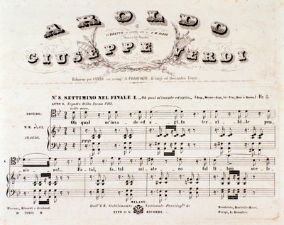 Side med partitur af Aroldo opera af Giuseppe Verdi af Anonymous Anonymous
