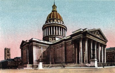 Paris: udvendig udsigt over Pantheon bygget i 1757-1790 af Jacques Germain Soufflot (1713-1780). Fotografi af 1920 i "" Kunstnerisk Album"" af byen Paris. Privat samling. af Anonymous Anonymous