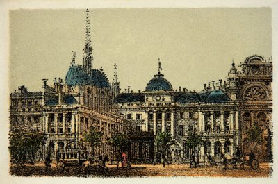 Paris i 1874: Justitspaladset og Sainte Chapelle, privat samling af Anonymous Anonymous