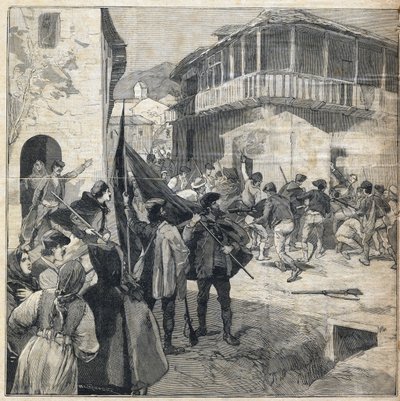 Bøndernes opstand på Sicilien. Indgravering i "" Le Petit Parisien"" den 31/12/1893. af Anonymous Anonymous