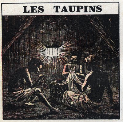 Fosforescens: listerne. På Cuba lyser vi op med et lyst insekt, trådormen, som vi placerer i et bur. Anonym illustration fra 1925. Privat samling. af Anonymous Anonymous