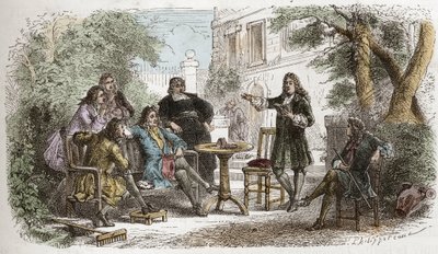 Pierre Corneille (1606-1684) - Corneille læser til Ludvig XIV - gravering fra "" Frankrigs historie fortalt til mine børnebørn""" - af Francois Guizot - 1872-1876 af Anonymous Anonymous