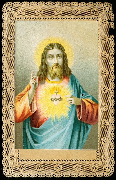 Fromt billede: Jesus med helligt hjerte (kromolitografi) af Anonymous Anonymous