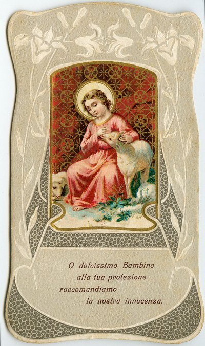 Fromt billede: Jesus med to lam (kromolitografi) af Anonymous Anonymous