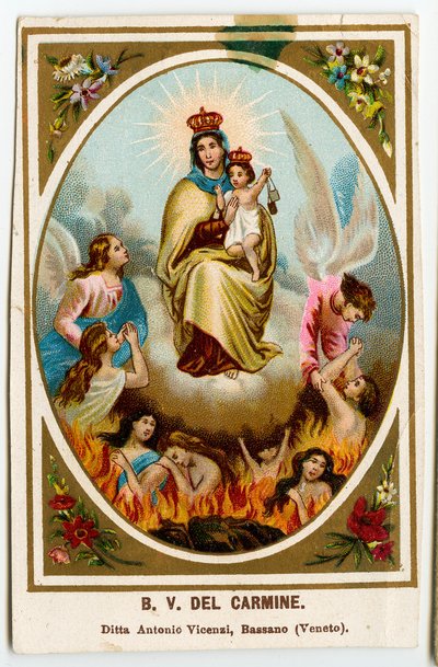 Fromme billede: Vor Frue af Mount Carmel (kromolitografi) af Anonymous Anonymous