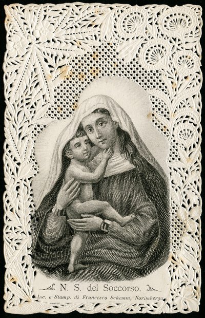 Fromt billede: Vor frue af god hjælp, med Jesus (gravering) af Anonymous Anonymous