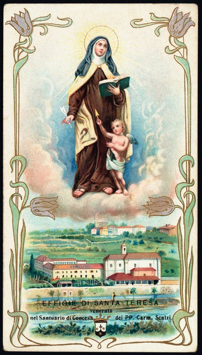 Fromt billede: "" Repræsentation af den hellige Therese af Jesus eller Avila (1515-1582), spansk mystiker og karmelit"" Kromolitografi. Privat samling af Anonymous Anonymous