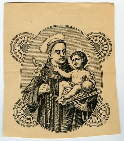 Fromme billede: Sankt Antonius af Padova (gravering) af Anonymous Anonymous