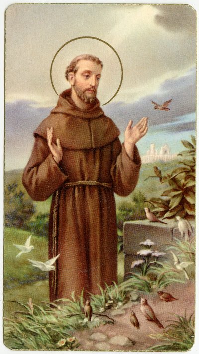 Fromme billede: Sankt Frans af Assisi (kromolitografi) af Anonymous Anonymous