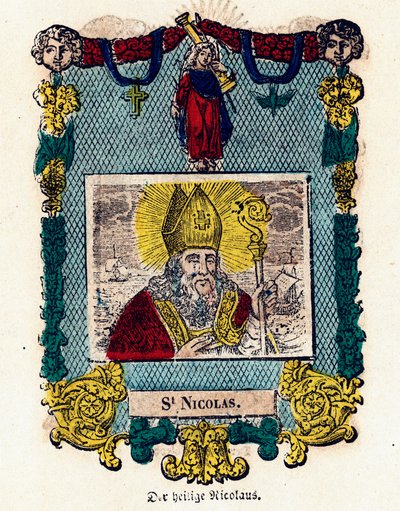 Fromme billede: Sankt Nikolaus. Gravering af 1800-tallets privatsamling af Anonymous Anonymous