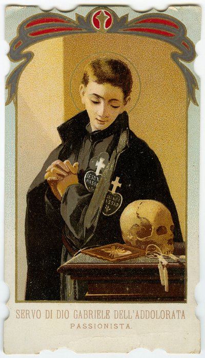 Fromme billede: Sankt Gabriel af Vor Frue af sorger, italiensk passioneret præstestuderende (kromolitografi) af Anonymous Anonymous