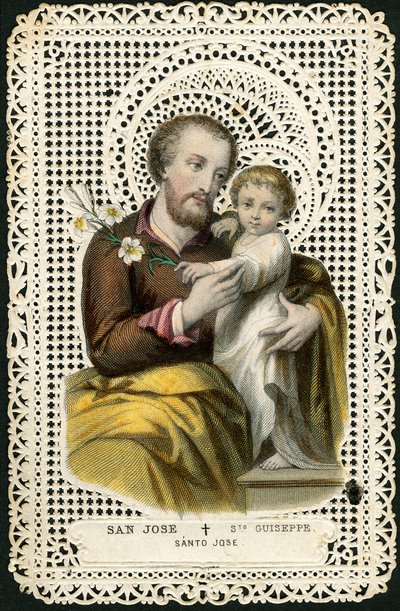 Fromme billede: Sankt Josef og Jesus (gravering) af Anonymous Anonymous