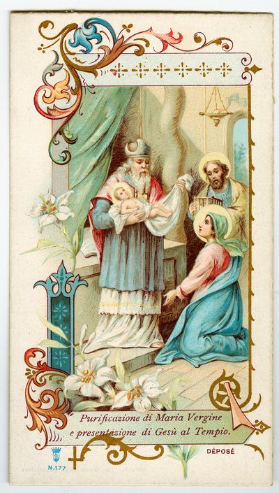 Fromt billede: præsentation af Jesus til templet (kromolithografi) af Anonymous Anonymous
