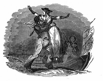 Piraten Charles Gibbs tager en hollandsk pige fra sit skib (begyndelsen af det 19. århundrede). Indgravering af "" Piratens egen bog "" 1837. af Anonymous Anonymous